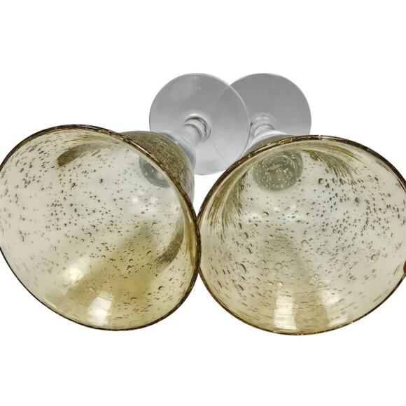 2 Artland Amber Margarita Wine Water Glasses Goblet Handblown Controlled Bubbles - Picture 5 of 9